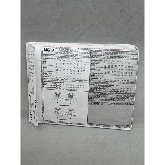 McCalls Sewing Pattern M5761 Misses Jackets Loose Fitting Sz L XL 14 16 18 20 - Picture 2 of 5